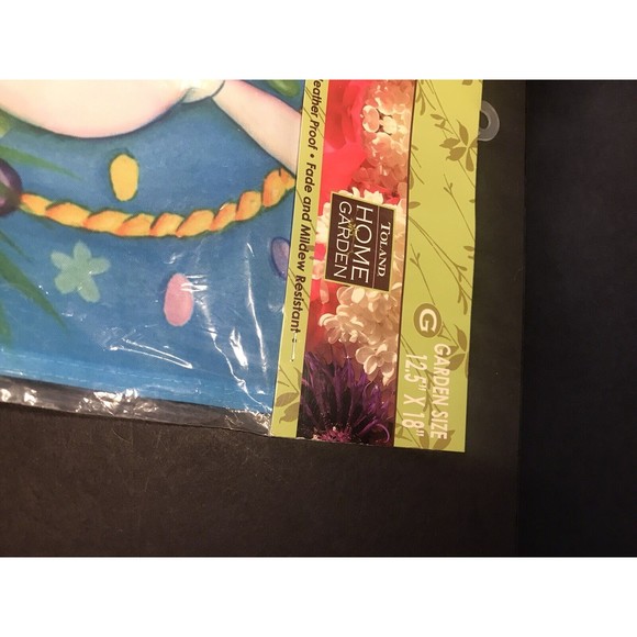 Happy Easter Garden Flag Bunny Rabbit Easter Basket Spring Eggs 12.5 x 18" - Picture 8 of 8